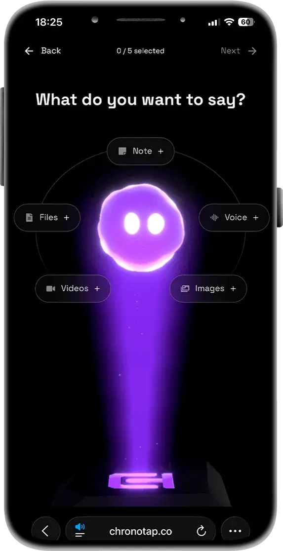 Phone touching a ChronoTap capsule